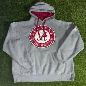 Alabama Crimson Tide Hoodie Mens Large Grey NCAA Pullover Sweatshirt L y2k